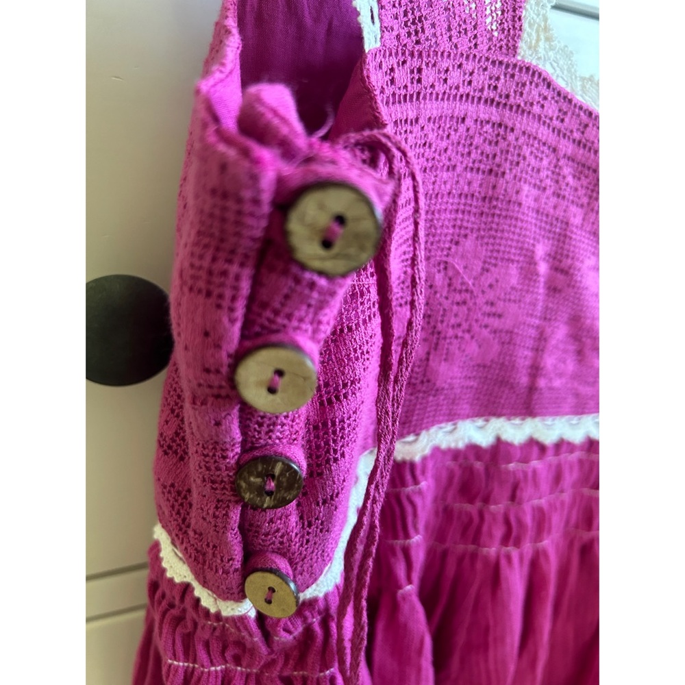 NWT Free People berry pink Lacey flows babydoll mini dress size L - Picture 11 of 11